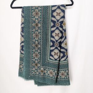 Floral Patterned Scarf in Blue and Green